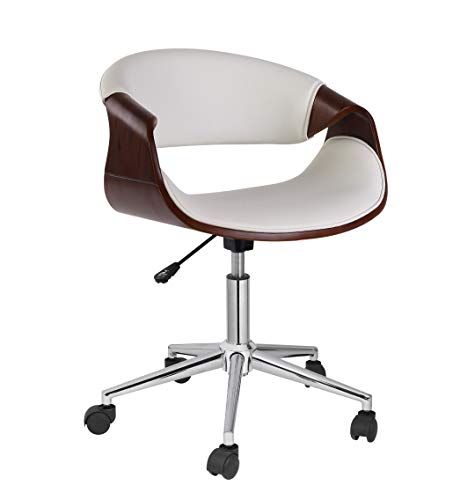 Porthos Home  Adjustable Office Chair with 360-Degree Swivel PVC Upholstery and Wheels Mid-Century Style Various Colors Furniture One Size White