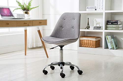 Porthos Home Designer Chairs with Wheels Premium Quality Comfort 360 Degree Swivel Height Adjustable Upholstered for Luxurious Modern Office Seating in Grey or Blue 33-38x19x22 Inches One Size Gray