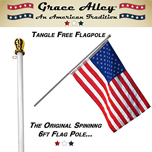 Flag Pole: Tangle Free Spinning Flagpole Residential Or Commercial 6ft Flag Pole (white)