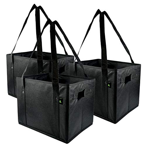 Prime Line Packaging 145x10x10 3 Pcs Reusable Grocery Shopping Box Bags Collapsible Grocery Bags Reusable Bins Foldable Storage Box Extra Large Super Strong