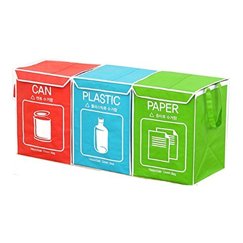 Recycle bin Separate Bag Wastebaskets Trash Can Compartment with Cover and Inner Frame