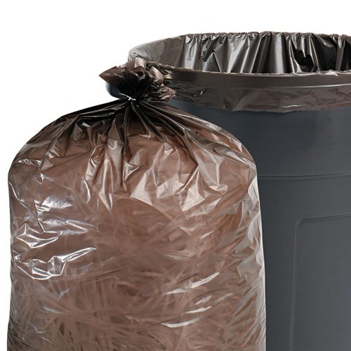 100 Recycled Plastic Garbage Bags 60gal 15mil 36 x 58 Brown 100Carton