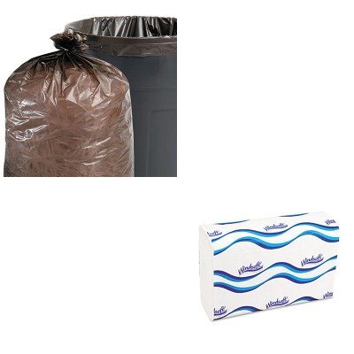 KITSTOT5051B15WNS101 - Value Kit - Stout 100 Recycled Plastic Garbage Bags STOT5051B15 and Windsoft 101 Bleached White Embossed C-Fold Paper Towels WNS101