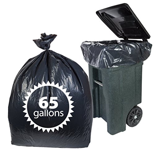 Black Plastic 65 Gallon Trash Bags By Primodendash 50 Count Heavy Duty Garbage Bags For Indoor Or Outdoor Use made