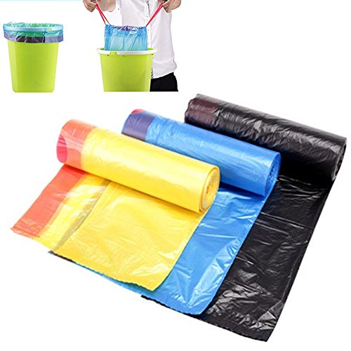 20L Drawstring Trash Bag Odor Shiled Tall Kitchen Bin Liner Heavy Duty Trash Garbage Wastebasket Bags with Handle-tie Refuse Bag for Kitchen Home Office Random ColorRandom Color