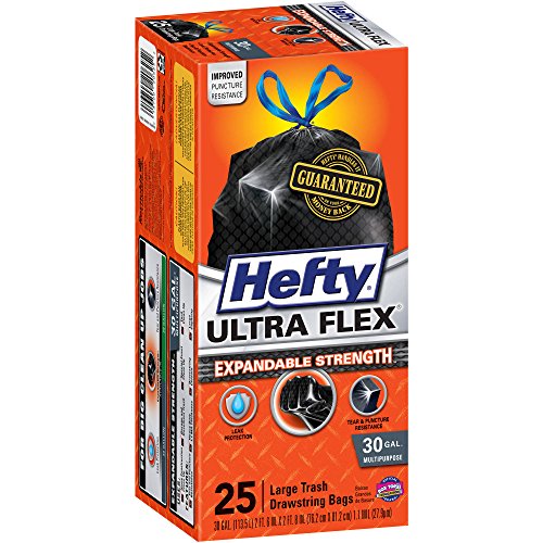 Pack of 3 Thick and Strong Ultra Flex Large Drawstring 30 Gallon Hefty Trash Bags 25 ct