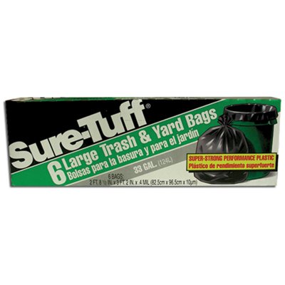 3 Boxes Sure-Tuff Large 33 Gal Trash and Yard Bags 6 Count Each