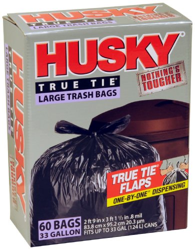 Husky 33-gallon True Tie Large Trash Bags - 60 Count Hk33wc060b