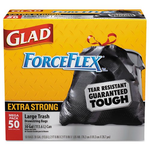 Drawstring Outdoor Trash Bags Forceflex 30 X 32 Black 50box