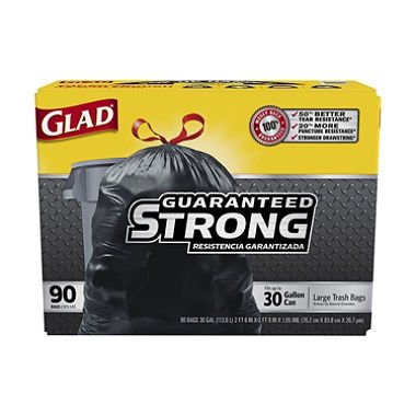 GladÂ Drawstring Trash Bags 30 x 33 30gal 11mil Black 90Case