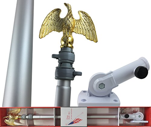 Flagpole Kit 6 Foot With Aluminum Eagle Top Silver Includes Adjustable Flag Pole Bracket