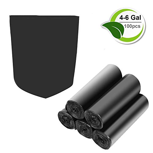 4-6 Gallon Recycled Trash Bags Biodegradable Trash Bags Compostable Garbage bags Recycling bags Degradable Waste basket Liners Bags for Bathroom Kitchen Bedroom Living Room Office Black 100 Counts