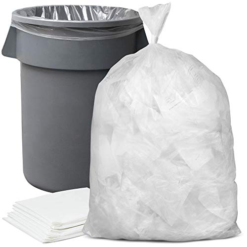 Plasticplace 55-60 gallon Trash Bags │ 16 Microns │ Clear High Density Garbage Can Liners │ 43 x 48 150 Count