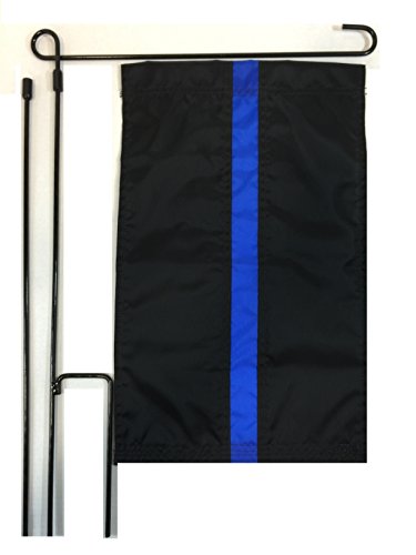 Windstrong Deluxe 12x18 Inch Thin Blue Line Garden Flag Fully Sewn Kit Includes 45 Inch Tall Garden Flagpole
