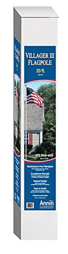 American Flag and Flagpole Set 20 Ft White Fiberglass 3 Section Flagpole has Exceptional Strength Includes a US Flag 4x6 ft by Annin Flagmakers Villager III Kit Model 3952