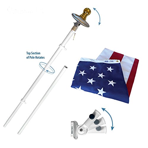 American Flag and Flagpole Set - 6 ft Aluminum Spinner Pole that Rotates 360 Degrees Includes a Solar Light and US Flag 3x5 ft SolarGuard Nylon by Annin Flagmakers Mansion Kit Model 42914