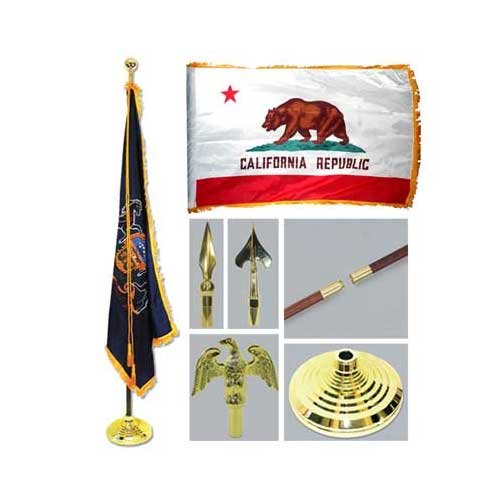 California 3ft x 5ft Flag Flagpole Base and Tassel