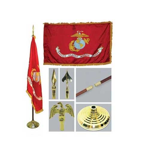 Marine 3ft x 5ft Indoor Flag Flagpole Base and Tassel