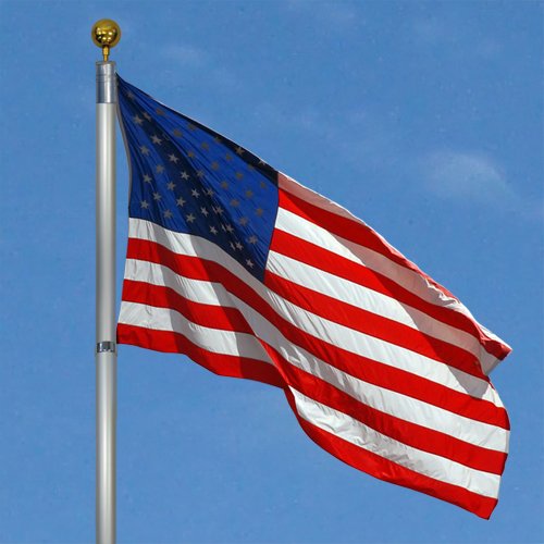 New 25 Aluminum Telescopic Flagpole Includes US Flag Gold Ball Flag Pole Telescoping