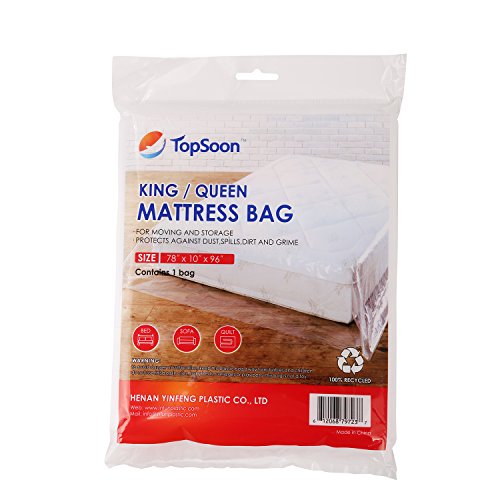 TopSoon Mattress Bag for Storage Mattress Disposal Bag KingQueen Size Clear