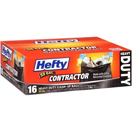 E25516 Contractor Trash Bags Heavy Duty 55-Gallon 16-Ct - Quantity 4