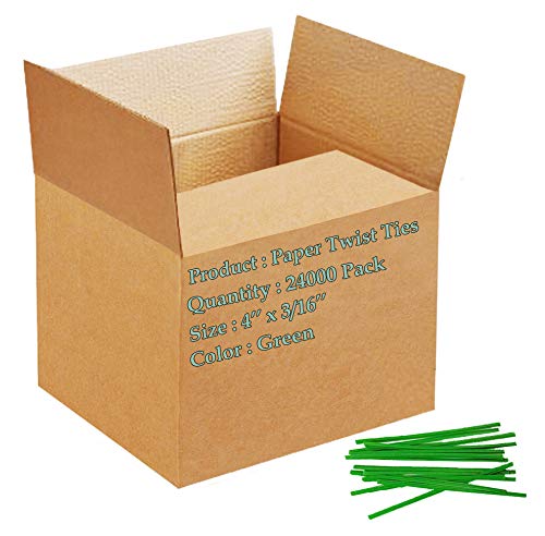 APQ Pack of 24000 Paper Twist Ties 4 Long and 316 Wide Green Twist Ties for Plastic Trash Bread Bags Paper Coated Ties Bendable Multi-Function Strong Wire Ties for Tying Gift Bags Wholesale