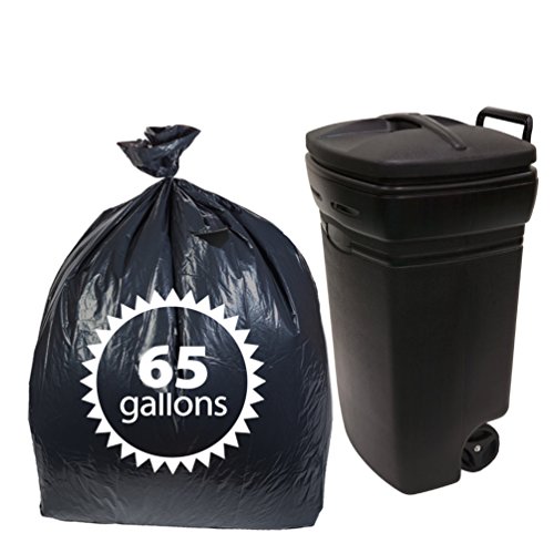 Primode Plastic 65 Gallon Trash Bags 50 Count - Black
