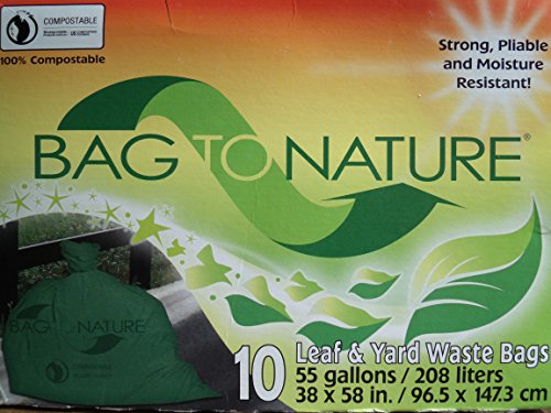 Bag To Nature 55 Gallon Compostable Biodegradable Trash Bags Eco Friendly For Lawn Leaf & Yard Waste (10 Count