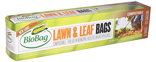 BioBag Lawn Leaf Compostable Bags 33 Gallon 5-Count Boxes Pack of 4