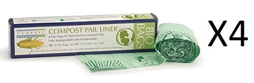 Rsvp 100% Biodegradable Compostable Liners/bags 50 Pack 6 L Gmo Free (4-pack)