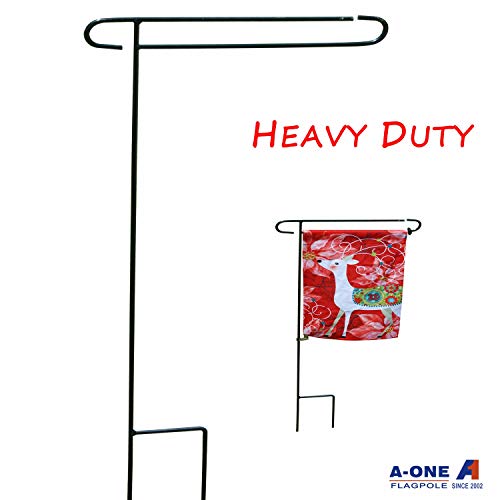 A-ONE Garden Flag Pole Stand 40 H x 165 W Heavy Duty Garden Flag Pole Holder with Garden Flag Stopper and Anti-Wind Clip Weather-Proof Material Yard Flag Pole Without Flag