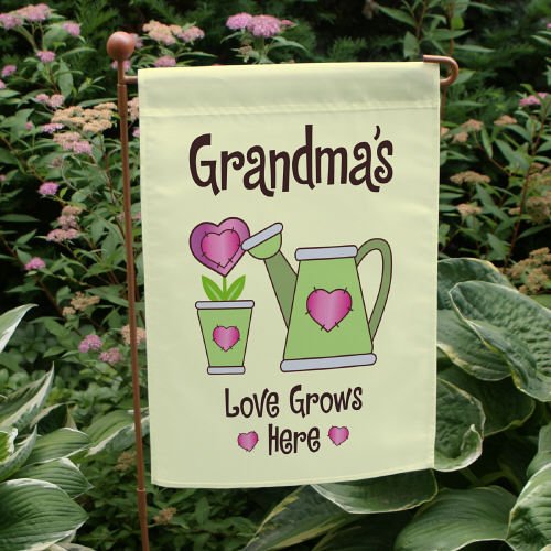 Double Sided Personalized Love Grows Here Garden Flag