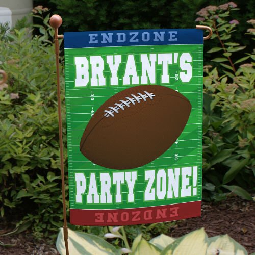 Football Party Zone Personalized Double Sided Garden Flag 12 12 w x 18 h Polyester