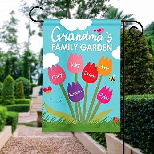 Grandmas Family Garden Design Personalized Housegarden Flag Banner