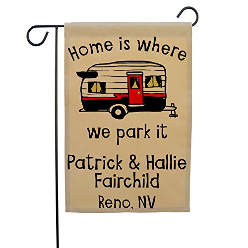 Home is Where We Park It Personalized Campsite Welcome Sign Garden Flag Flag Only Red Trim Camper