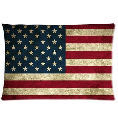 Retro Style Usa Flag Personalized Roomy Zippered Pillowcase 30x20 Inches (one Side) (red)