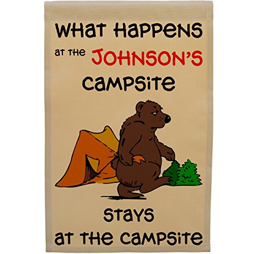 What Happens at the Campsite Stays at the Campsite Personalized Bear Campsite Flag Customize Your Way