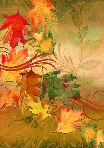 Toland - Autumn Aria - Decorative Leaves Fall Orange Yellow Usa-produced House Flag