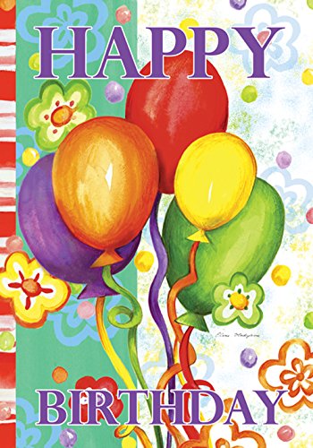 Toland - Birthday Bash - Decorative Celebrate Happy Balloon Colorful Multicolor USA-Produced Garden Flag