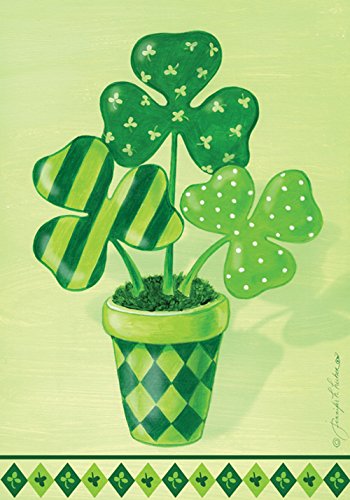 Toland Home Garden  Pot O Shamrocks 28 x 40-Inch Decorative USA-Produced House Flag