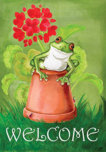 Toland Home Garden Potted Frog 28 x 40-Inch Decorative USA-Produced House Flag