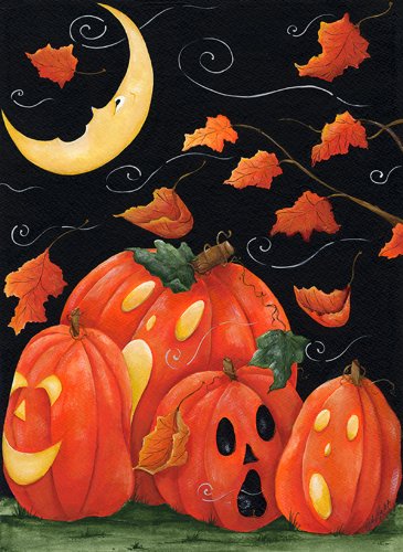 Toland - Scary Night - Decorative Spooky Jack O Lantern Pumpkin Halloween Usa-produced Garden Flag