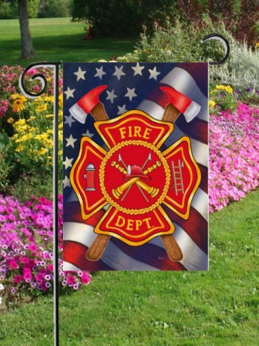 Patriotic Firefighter Garden Size Decorative Outdoor Flag Model  Home Garden Store