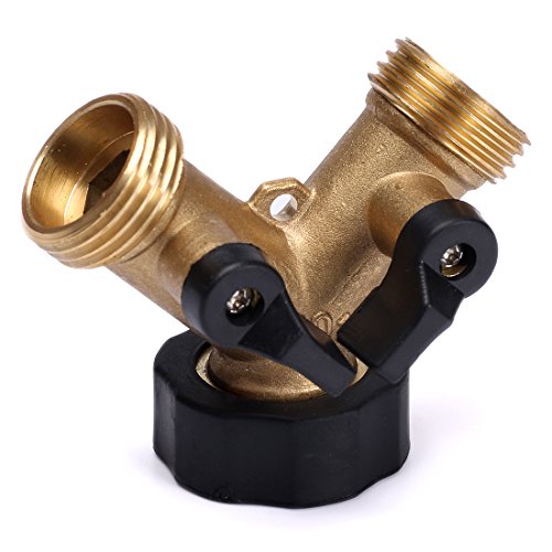 Brass Garden Hose Splitter AONOKOY 2 Way Y Hose Connector Outdoor Faucet Sprinkler Drip Irrigation Systems