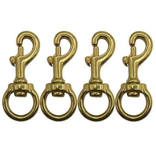 4 PCS 3 Brass Flagpole Snap Swivel Clips Bronze Flag Pole Hooks Hardware with Eyelet - Attach Flag to Flagpole with Halyard Rope