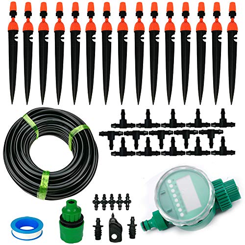 DIY Auto Garden Irrigation System50FT 14 Blank Distribution Tubing Watering Drip Kit with Timer 2-Way Plant Irrigation Kit Micro Drip Irrigation System Irrigation Spray for Flower Lawn Plants