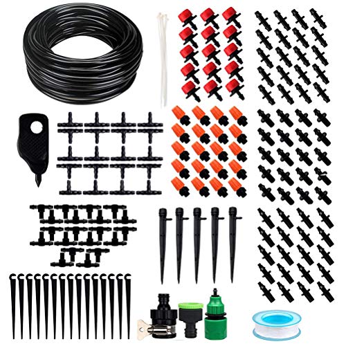 Drip Irrigation KitPatio Plant Watering Kit50ft 14 Blank Distribution Tubing Hose DIY Garden Drip Irrigation System Misting Cooling System with Mister Nozzle Sprinkler for Pots Containers