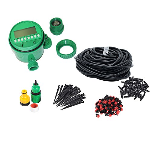 Forfuture-go 82FT Drip Irrigation Kit with Timer Sprinklers System for Garden Included Irrigation Tubing Hose Timer Drippers and Various Watering Drip Kits