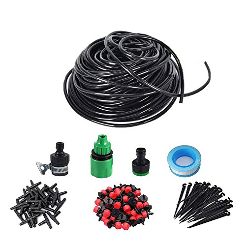 ORANGEHOME Drip Irrigation Kit Accessories Plant Watering System Micro-Irrigation System Include 14 Tubing 80 ft 30PCS Drippers for Garden Greenhouse Lawn Red