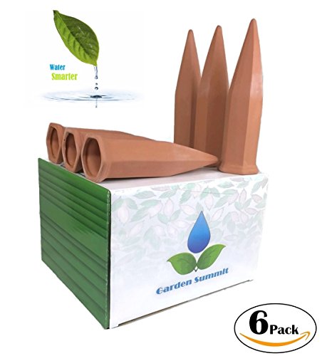 Terracotta Plant Watering Stakes - 6 Pack Set - Self Irrigation Watering System - Vacation Plant Waterer - Garden Watering Spikes
